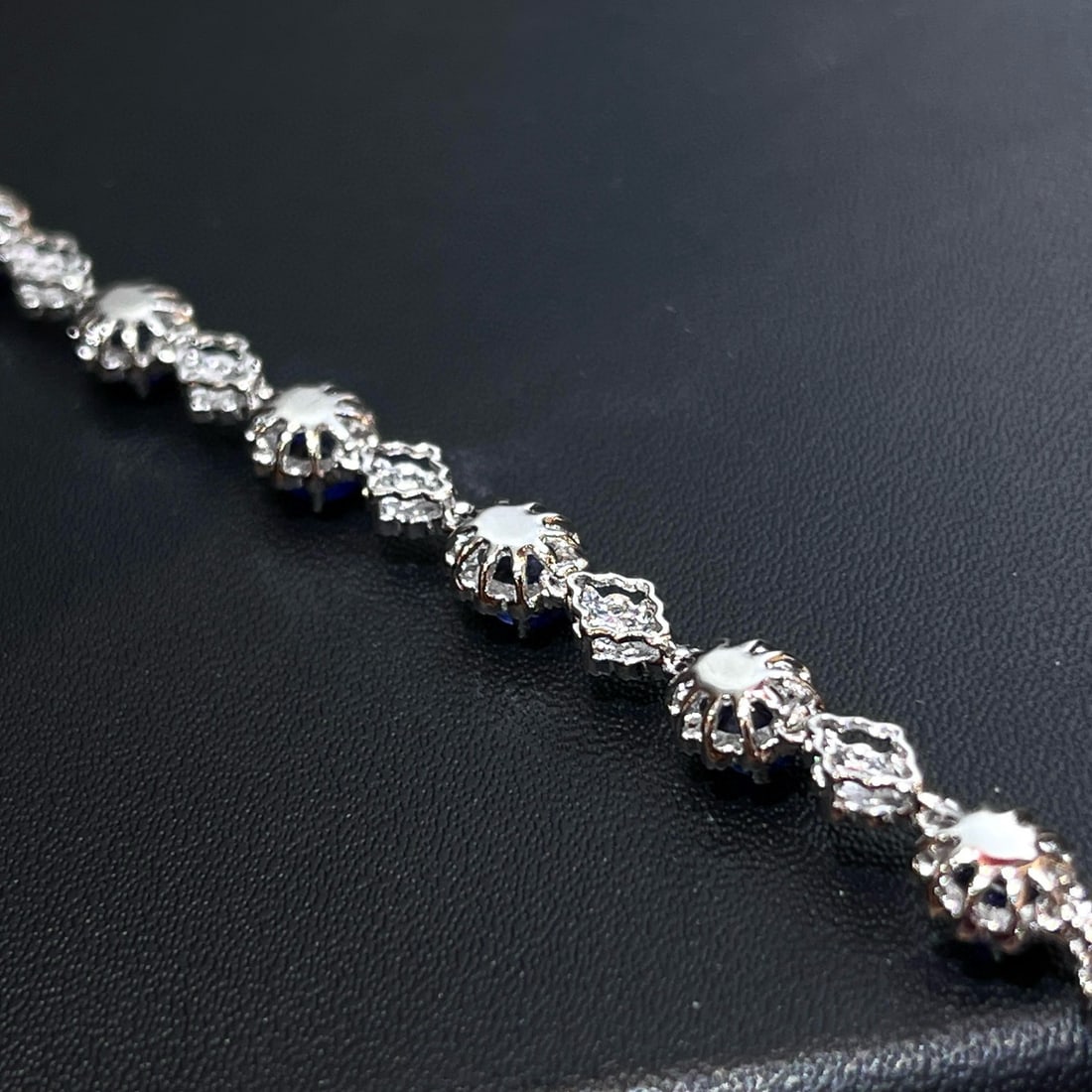 14k Gold 3.21 Ctw Natural Sapphire & Diamond Bracelet - 6