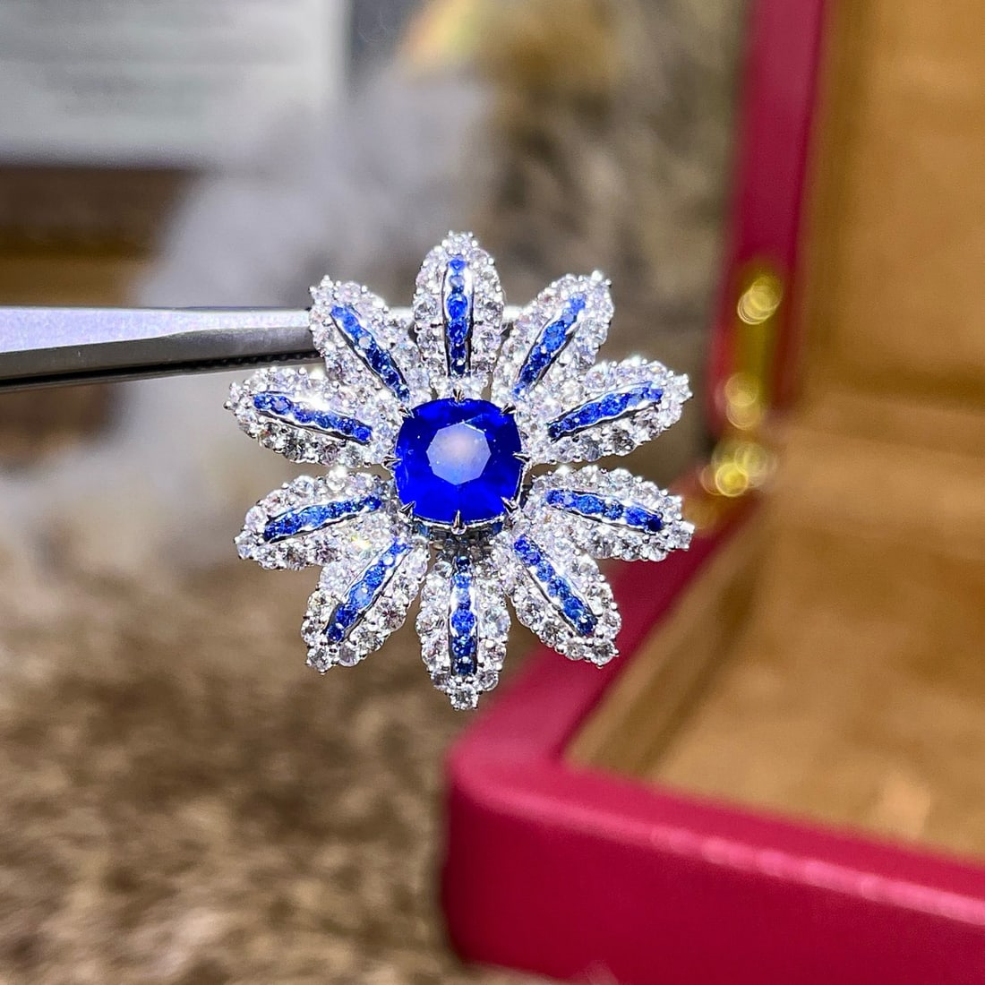 14k Gold 2.03 Ct Natural Sapphire & Sapphire & Sapphire Pendant( Without Chain ) - 4