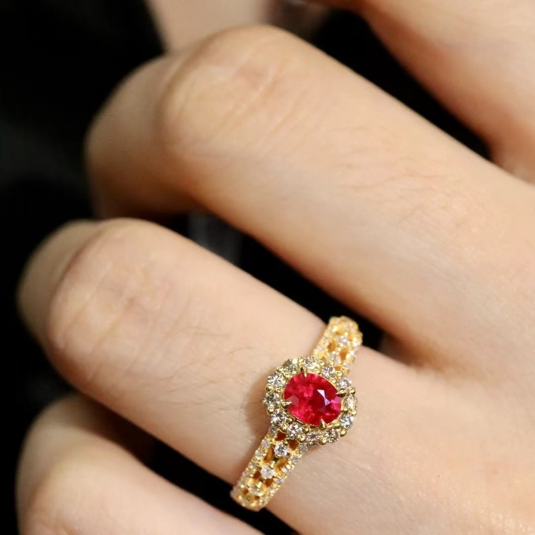 14k Gold 0.96 Ctw Natural Ruby & Diamond Ring - 2
