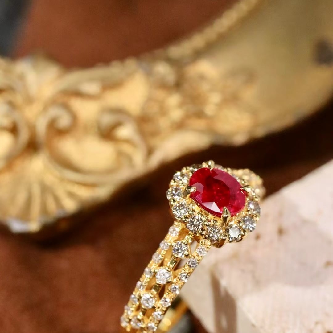 14k Gold 0.96 Ctw Natural Ruby & Diamond Ring - 5