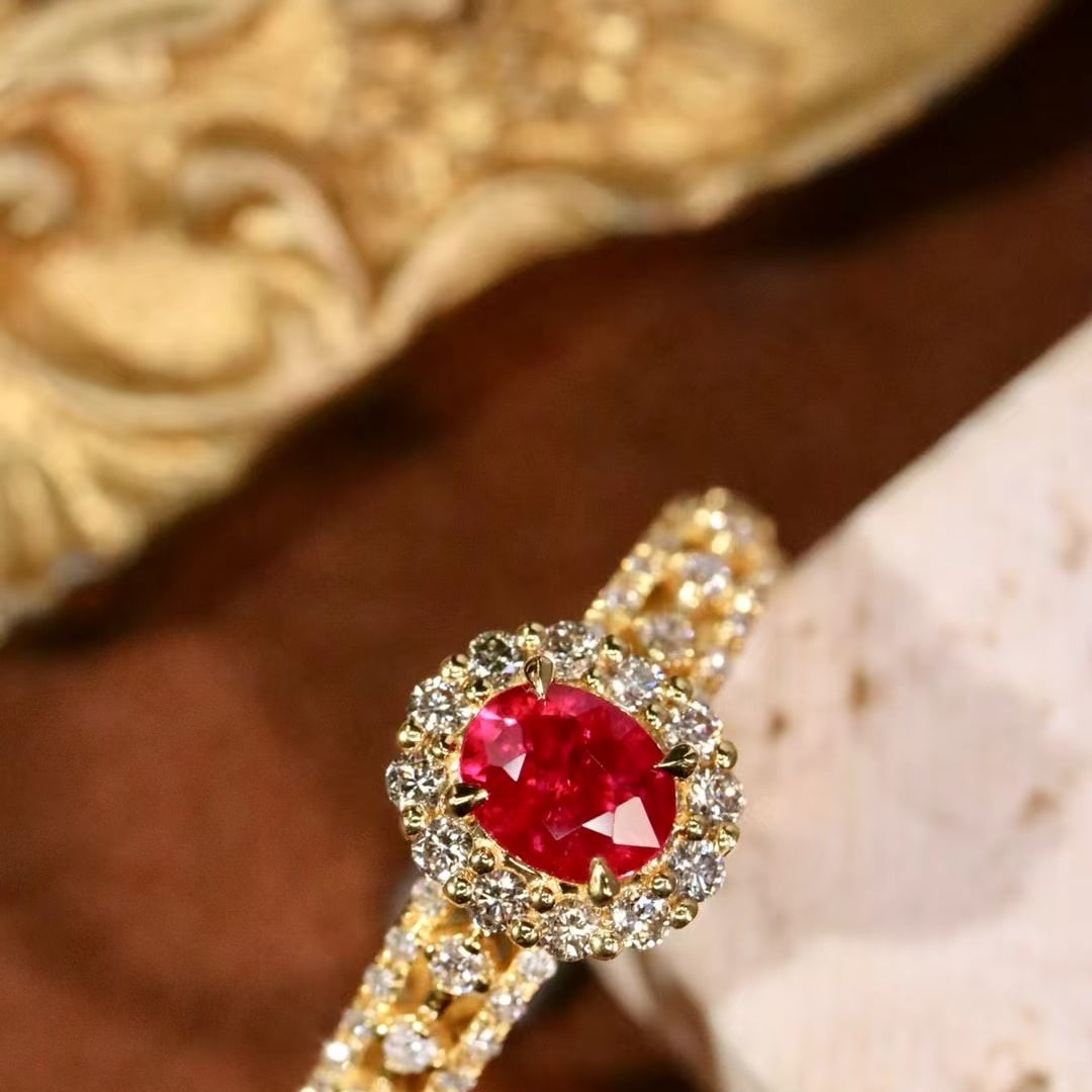 14k Gold 0.96 Ctw Natural Ruby & Diamond Ring - 6