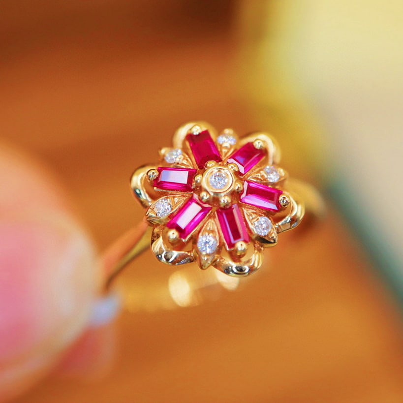 14k Gold 0.30 Ctw Natural Ruby & Diamond Ring - 2