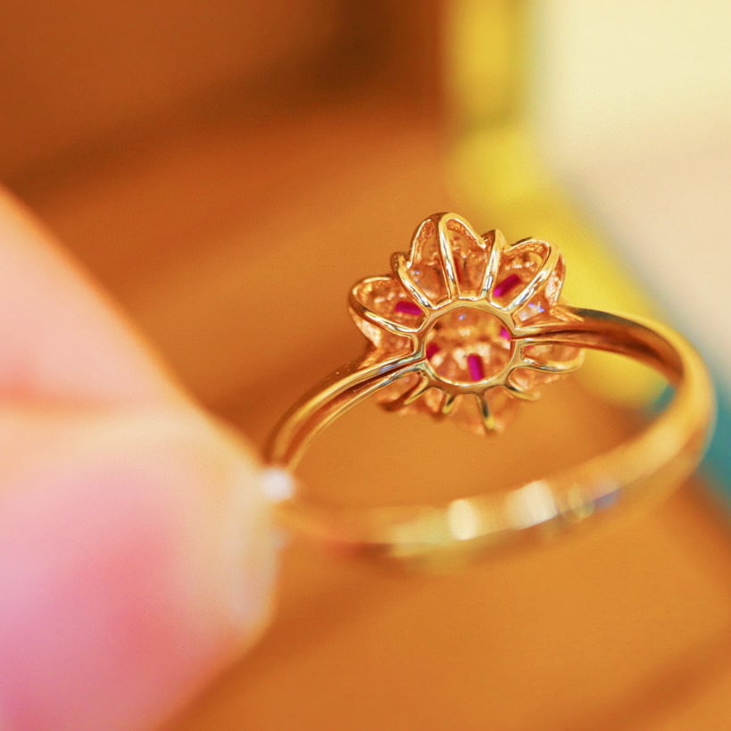 14k Gold 0.30 Ctw Natural Ruby & Diamond Ring - 5