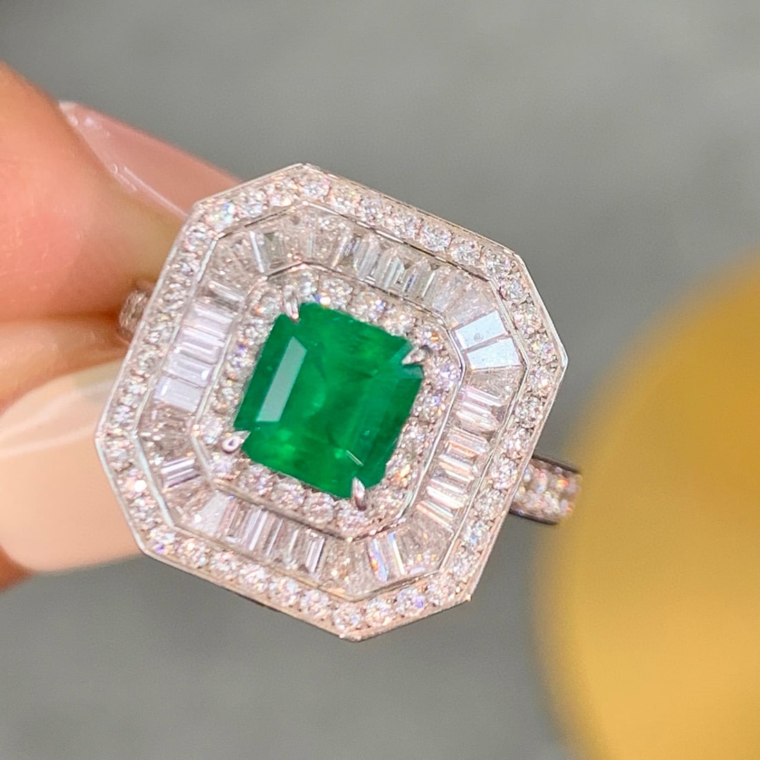 14k Gold 2.09 Ctw Vivid Green Natural Emerald & Diamond Ring/pendant( Without Chain ) - 3