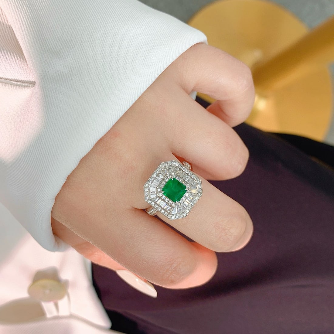 14k Gold 2.09 Ctw Vivid Green Natural Emerald & Diamond Ring/pendant( Without Chain ) - 5