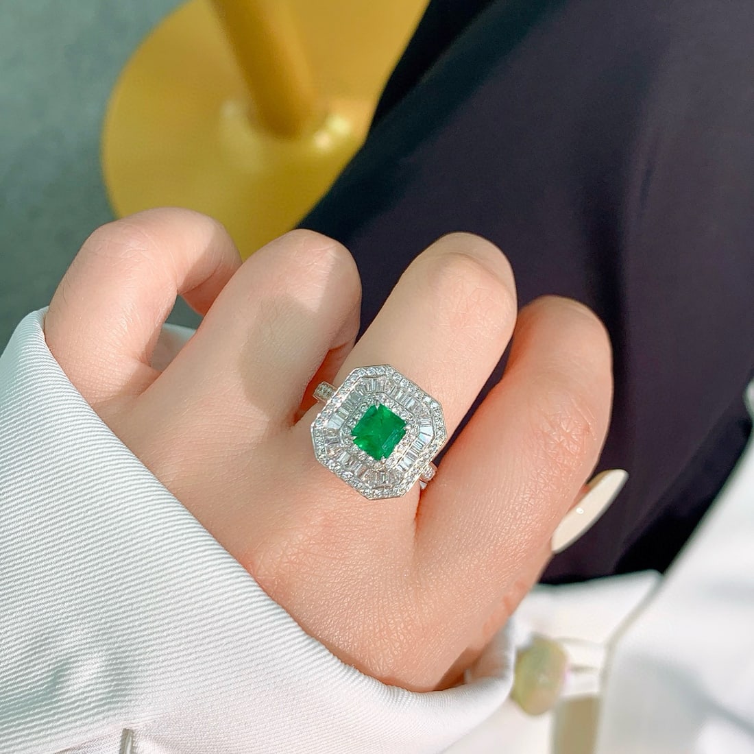 14k Gold 2.09 Ctw Vivid Green Natural Emerald & Diamond Ring/pendant( Without Chain ) - 6