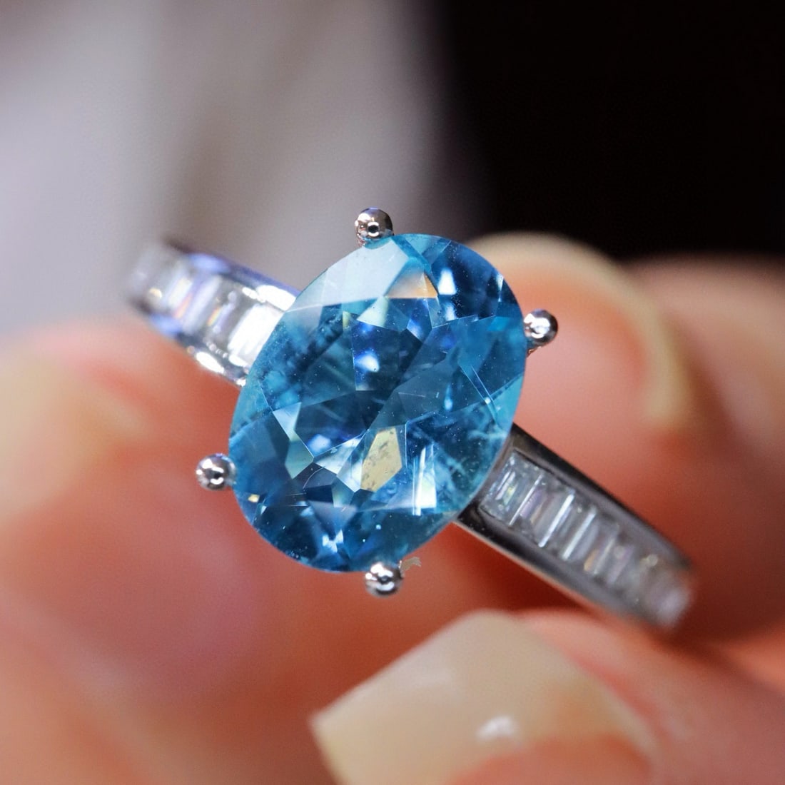 14k Gold 1.32 Ctw Natural Aquamarine & Diamond Ring - 3