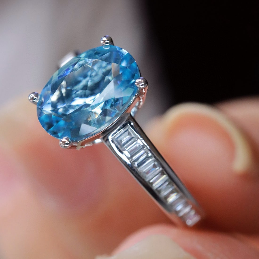 14k Gold 1.32 Ctw Natural Aquamarine & Diamond Ring - 5