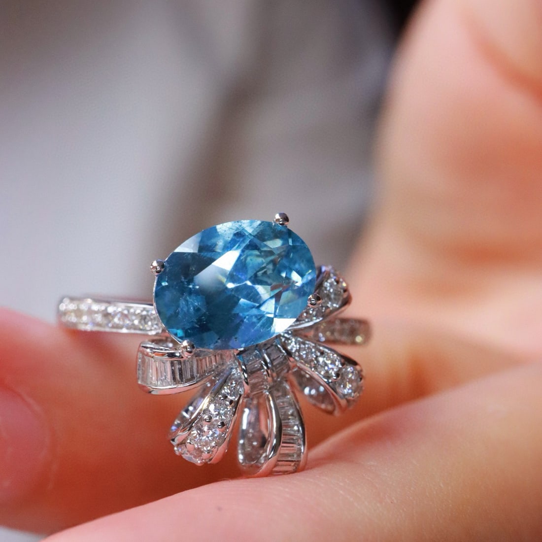 14k Gold 1.93 Ctw Natural Aquamarine & Diamond Ring - 3