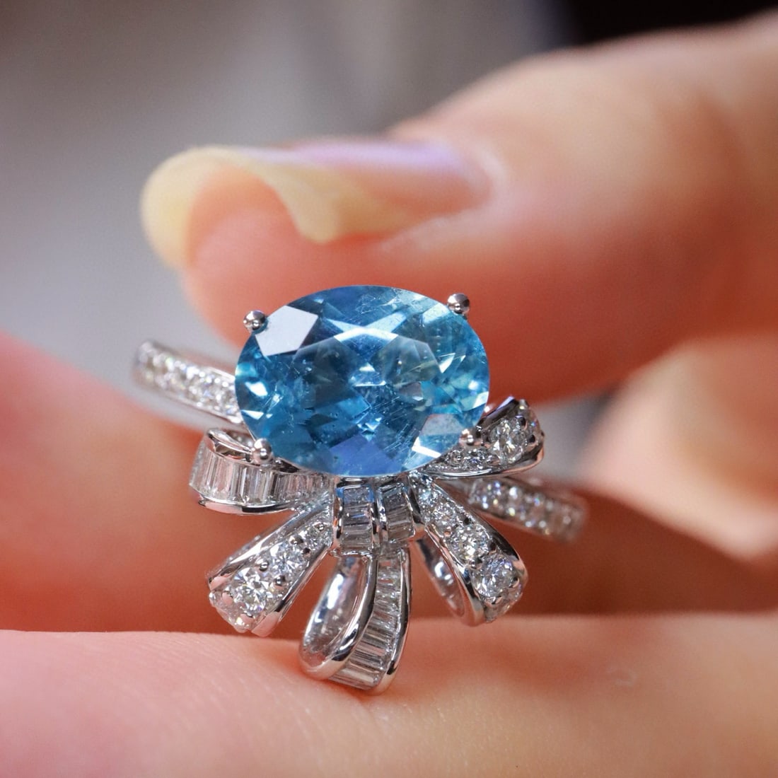 14k Gold 1.93 Ctw Natural Aquamarine & Diamond Ring - 5
