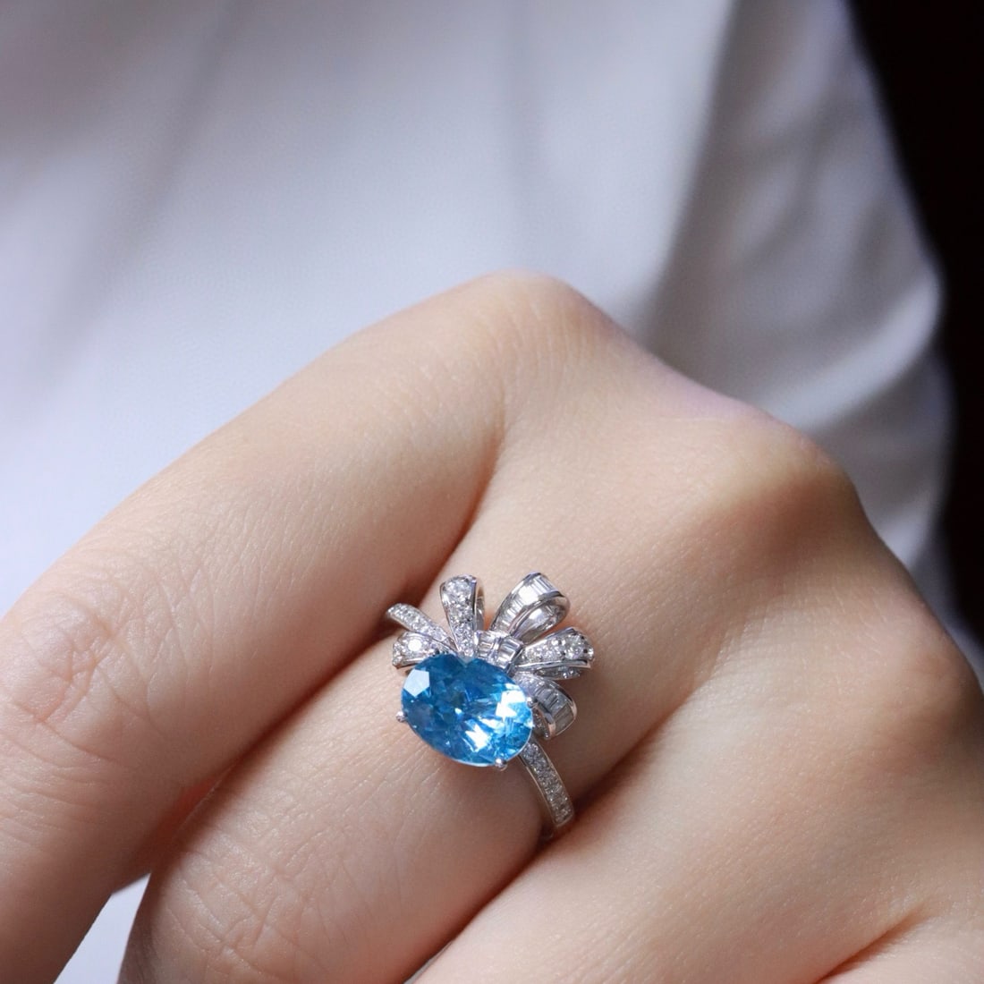14k Gold 1.93 Ctw Natural Aquamarine & Diamond Ring - 6