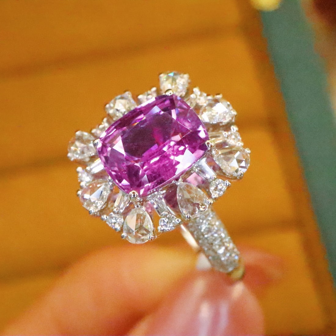 14k Gold 2.60 Ctw Natural Sapphire & Diamond Ring - 3
