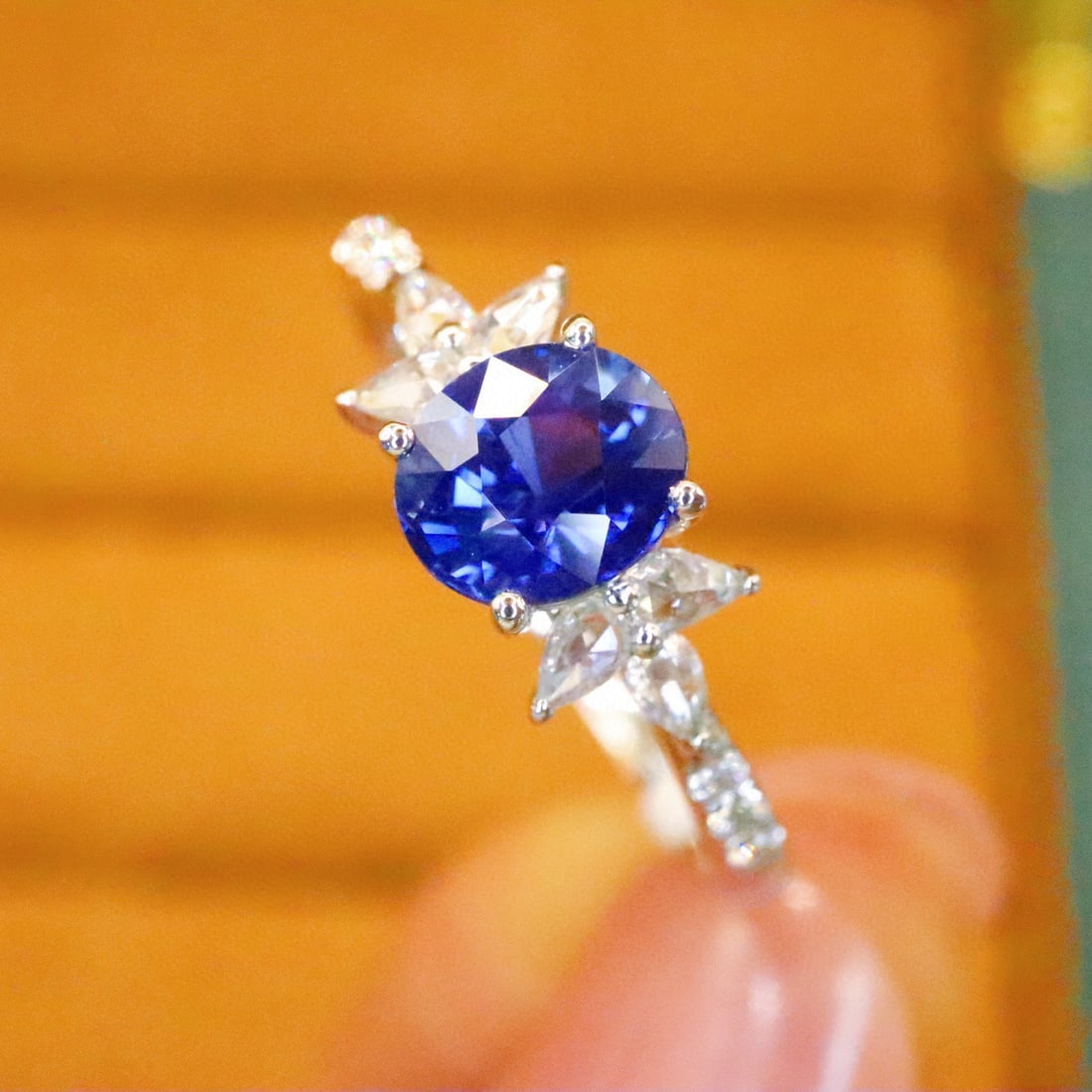 14k Gold 1.19 Ctw Natural Sapphire & Diamond Ring - 2