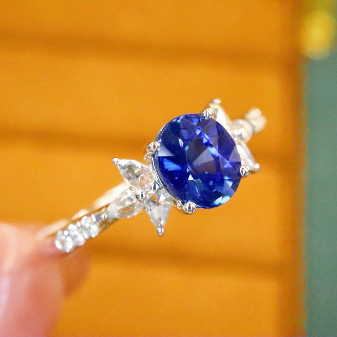14k Gold 1.19 Ctw Natural Sapphire & Diamond Ring - 3