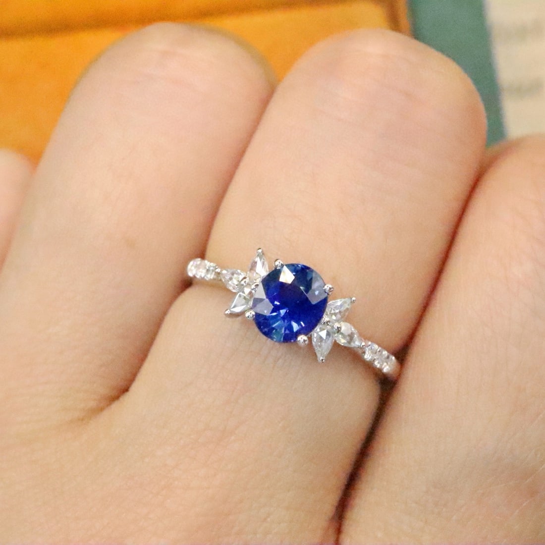 14k Gold 1.19 Ctw Natural Sapphire & Diamond Ring - 5