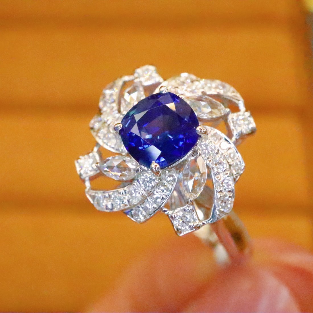14k Gold 1.55 Ctw Natural Sapphire & Diamond Ring - 2