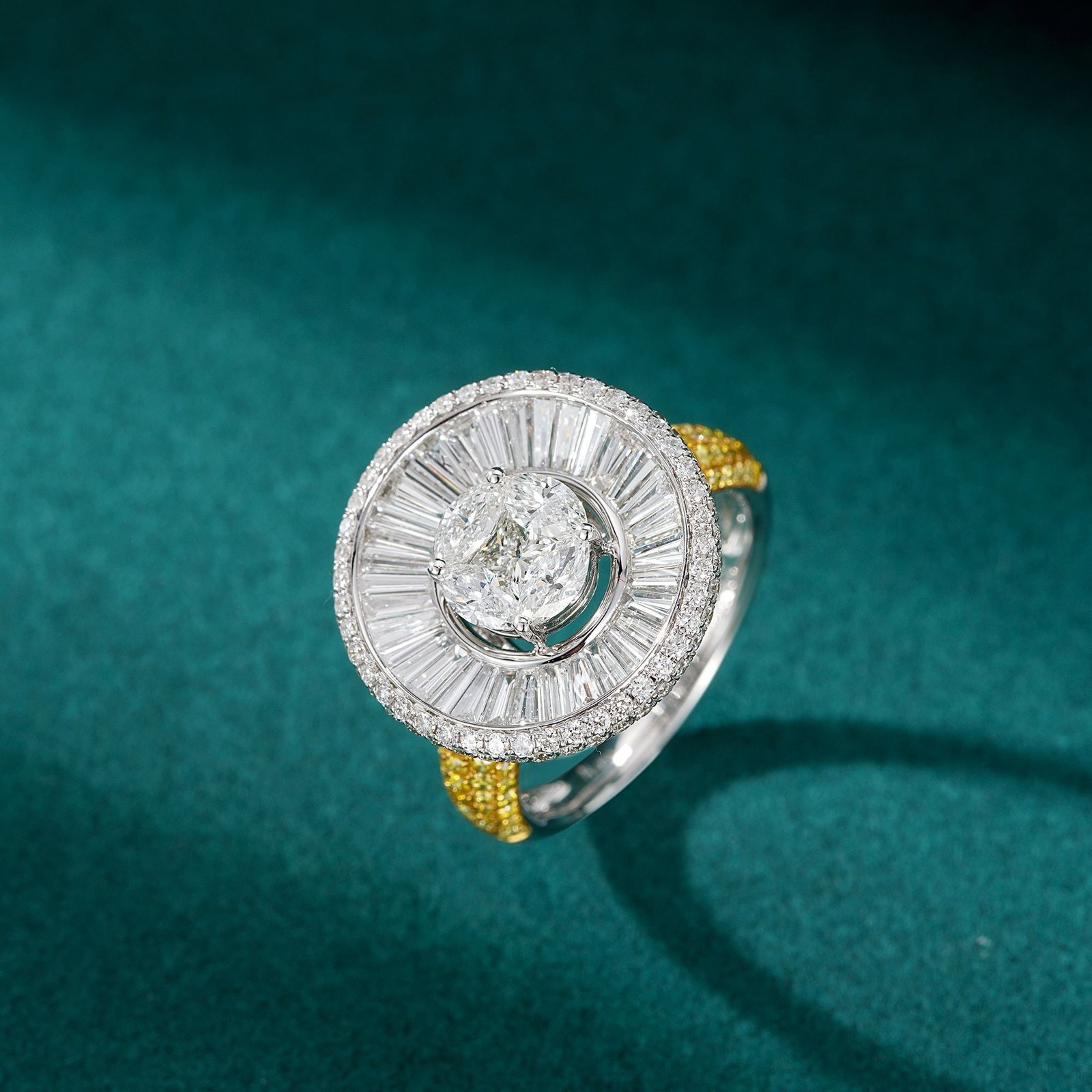 14k Gold 2.69 Ct Natural Color Diamond Ring: Ref:230986429 // gold content:14k gold // ring size:7. 25us // // main gemstone:diamond // shape:multiply // carat weight:2. 69ct // clarity grade:vs-si // color:color // treatment:natural //
