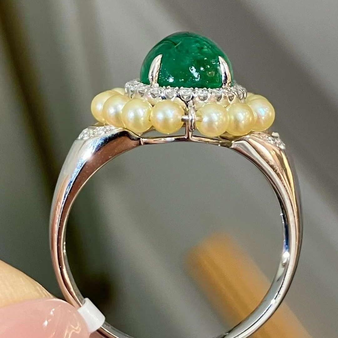 14k Gold 2.65 Ctw Vivid Green Natural Emerald & Diamond Ring - 5