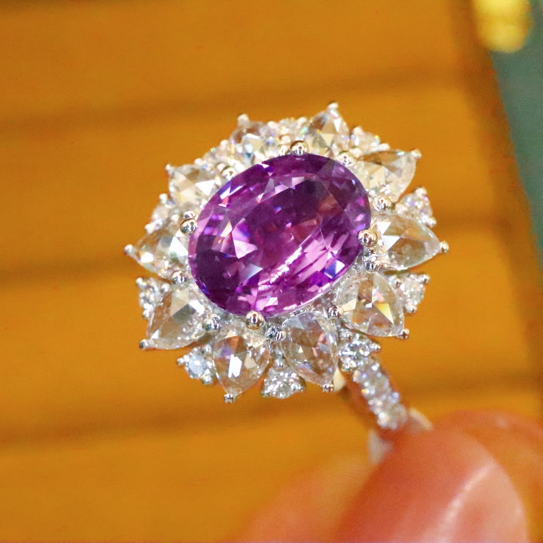 14k Gold 2.96 Ctw Natural Sapphire & Diamond Ring - 3