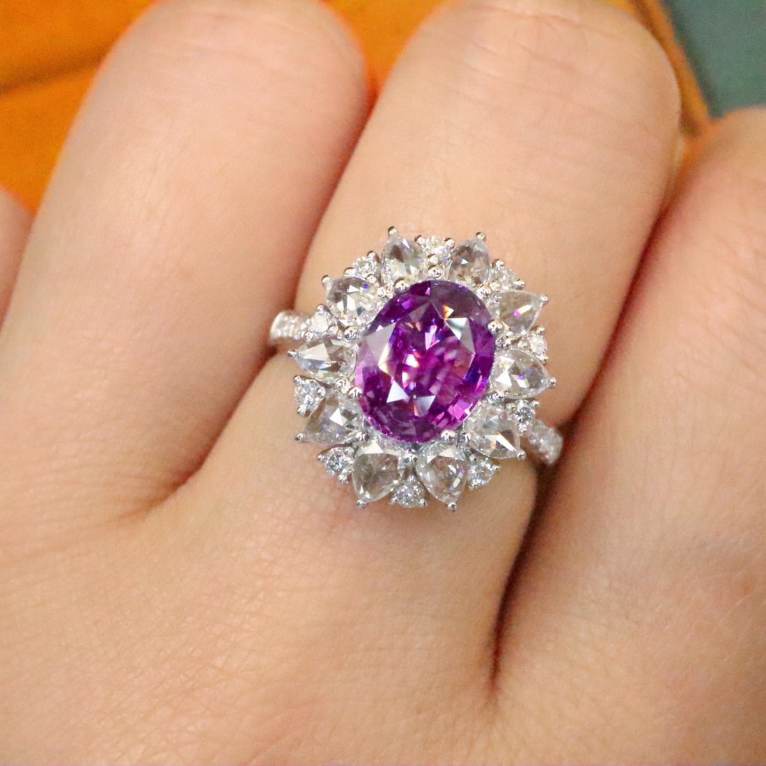 14k Gold 2.96 Ctw Natural Sapphire & Diamond Ring - 5