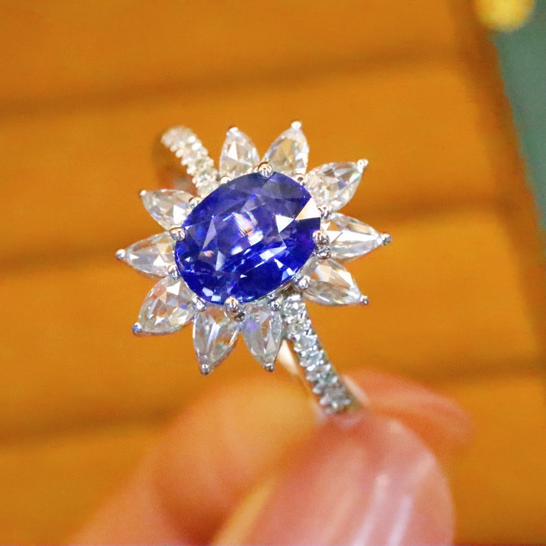 14k Gold 1.54 Ctw Natural Sapphire & Diamond Ring - 2
