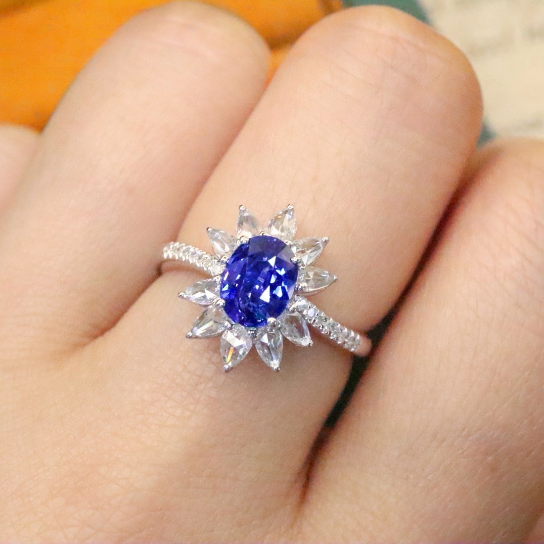 14k Gold 1.54 Ctw Natural Sapphire & Diamond Ring - 4