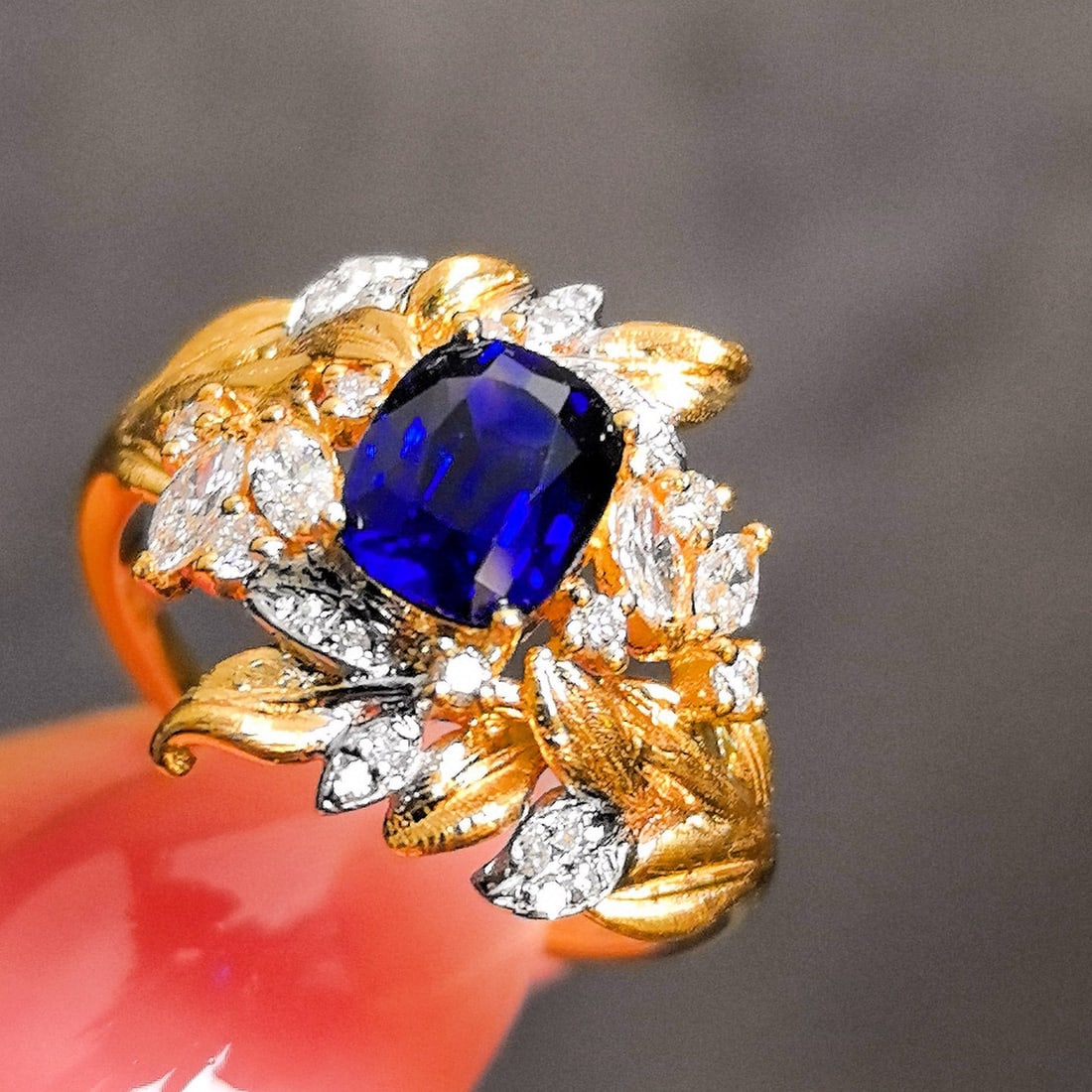 14k Gold 1.75 Ctw Natural Sapphire & Diamond Ring - 2