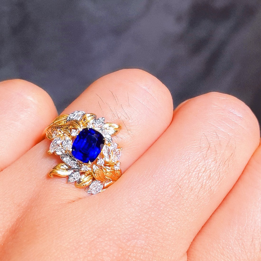 14k Gold 1.75 Ctw Natural Sapphire & Diamond Ring - 5