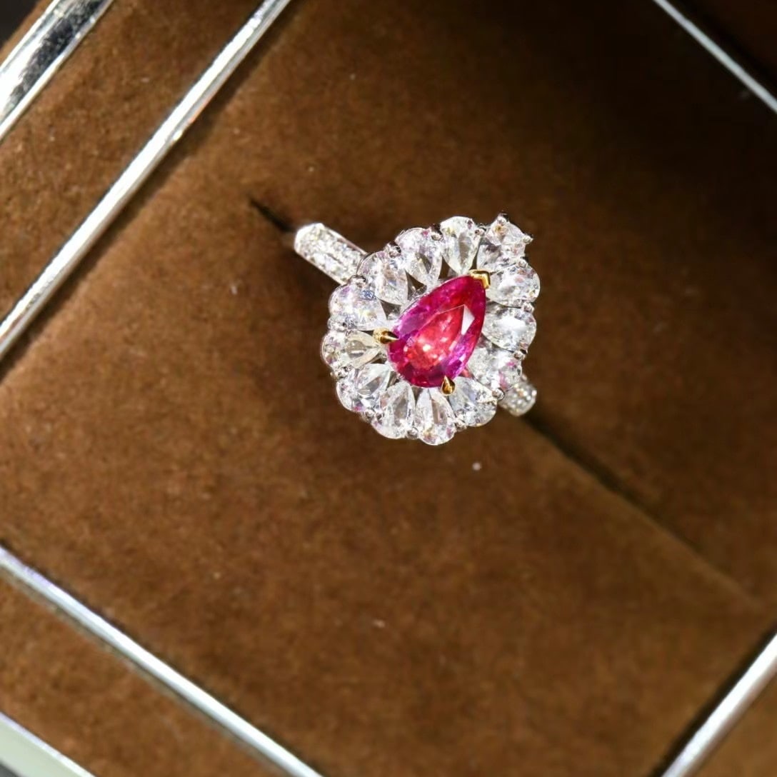 14k Gold 1.10 Ctw Natural Padparadscha Sapphire & Diamond Ring - 5