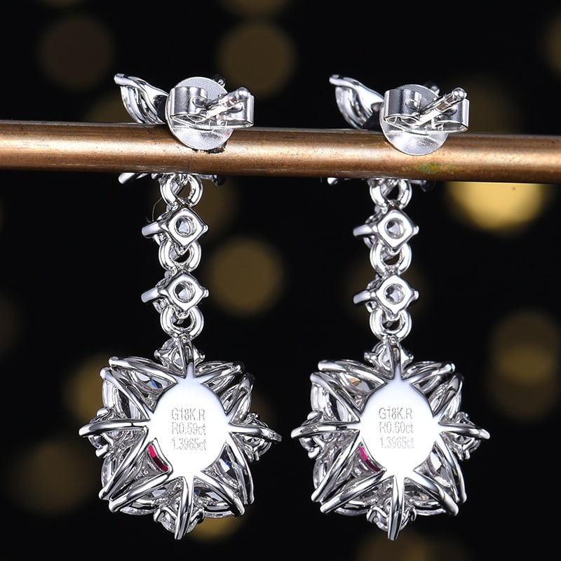 14k Gold 3.98 Ctw Natural Ruby & Sapphire Earrings - 2