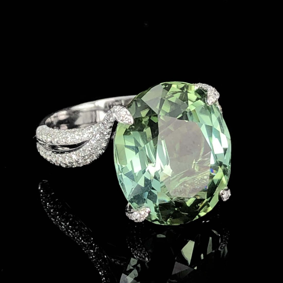 14k Gold 11.4 Ctw Natural Tourmaline & Diamond Ring - 2