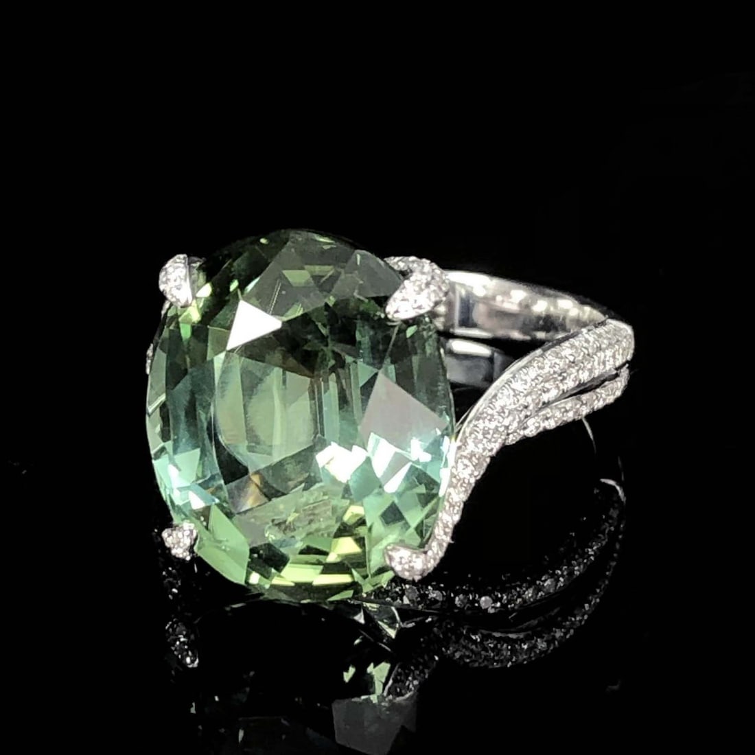 14k Gold 11.4 Ctw Natural Tourmaline & Diamond Ring - 3