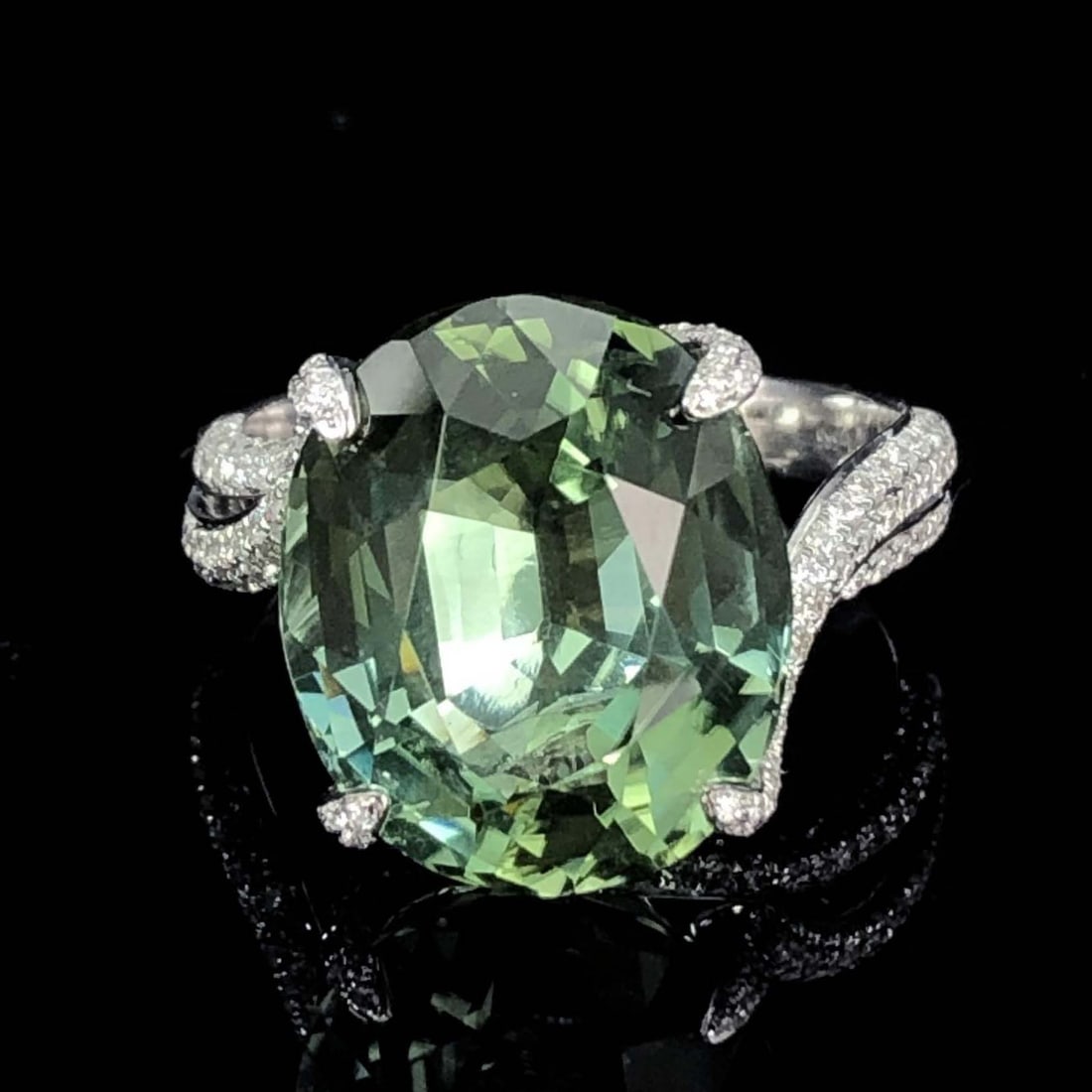 14k Gold 11.4 Ctw Natural Tourmaline & Diamond Ring - 5