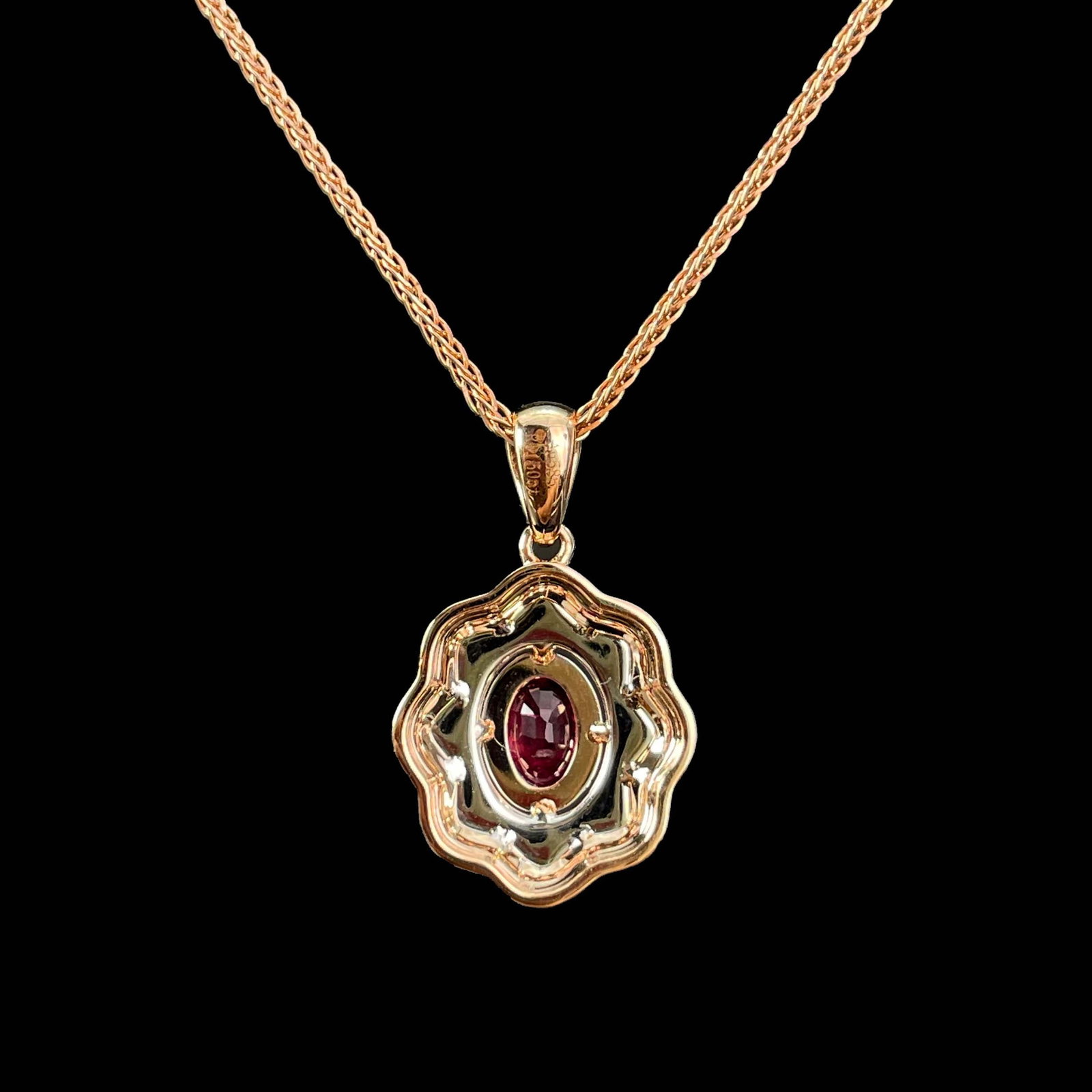 14k Gold 0.5 Ct Natural Ruby & Diamond Pendant( Without Chain ) - 4