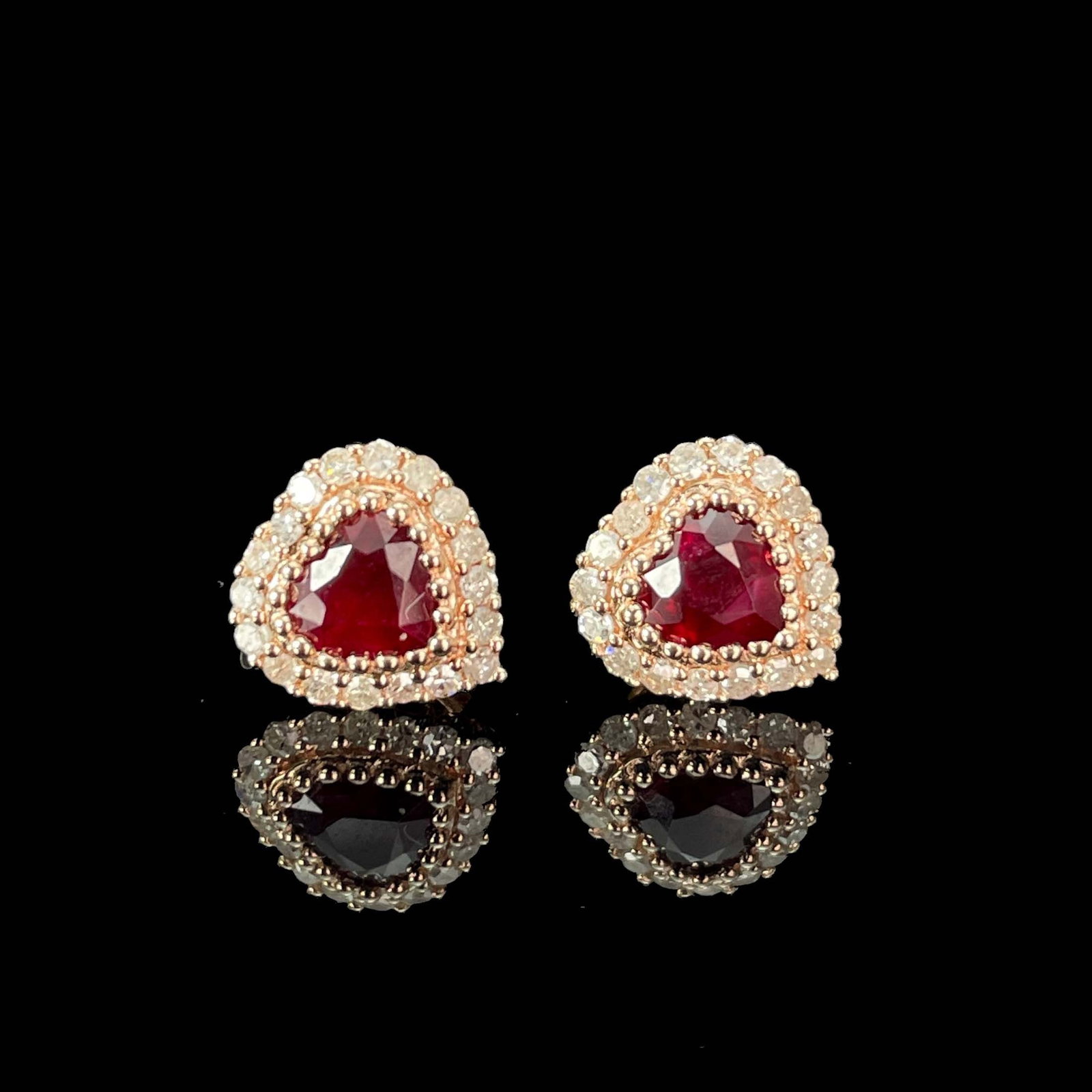 14k Gold 0.81 Ctw Natural Ruby & Diamond Earrings - 5