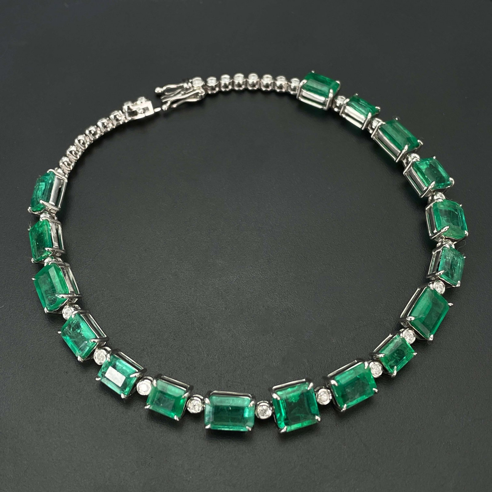 14k Gold 10.5 Ct Natural Emerald & Diamond Bracelet - 5