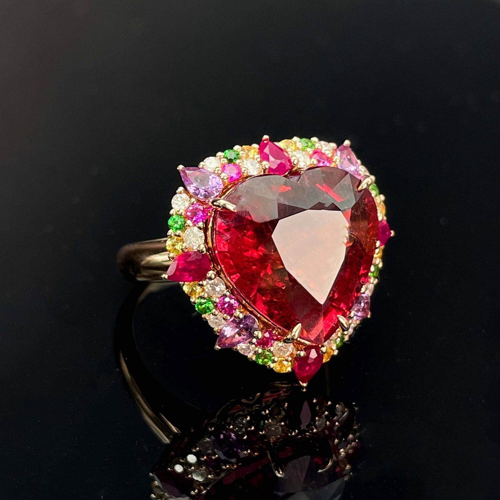 14k Gold 11.6 Ctw Natural Tourmaline & Diamond Ring - 2