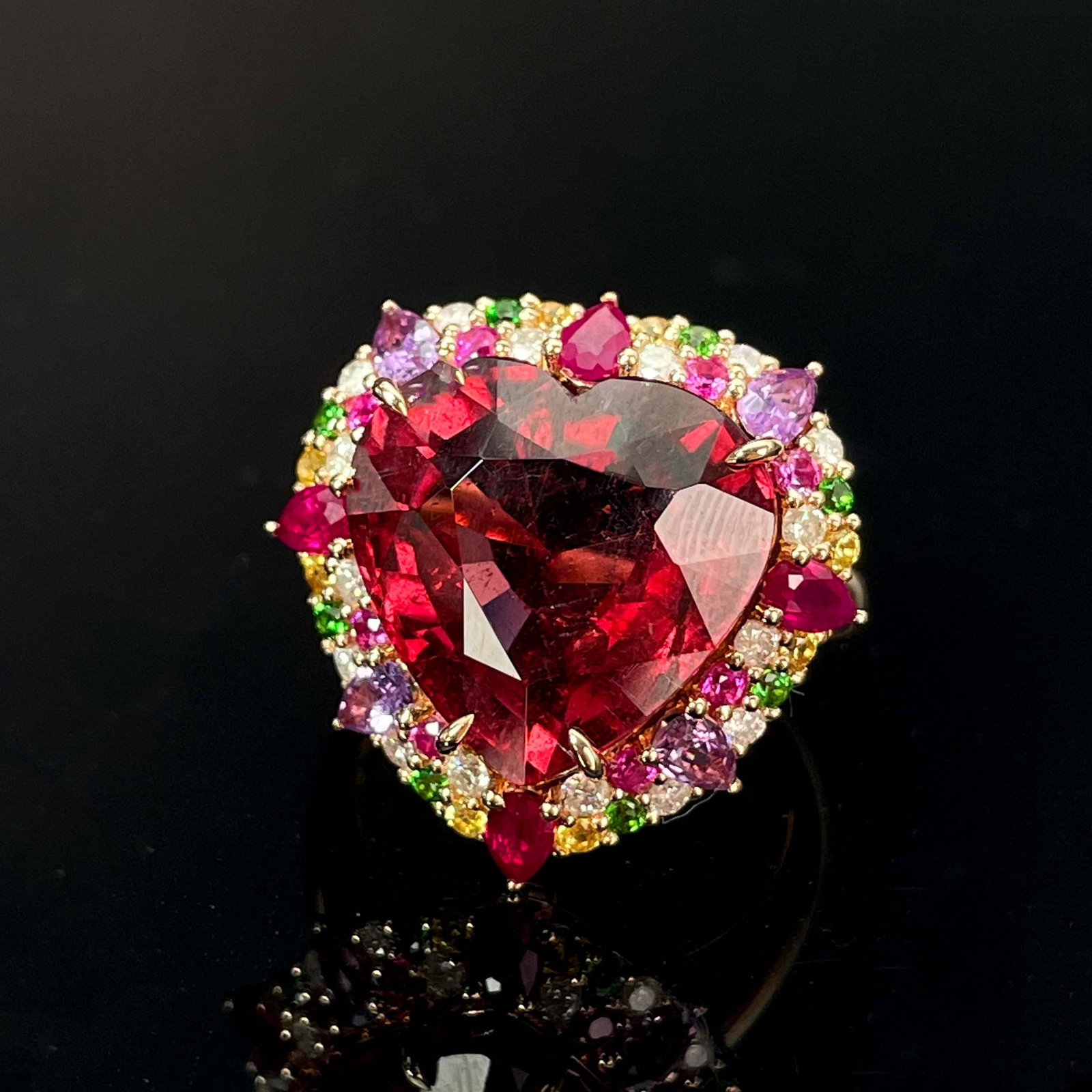 14k Gold 11.6 Ctw Natural Tourmaline & Diamond Ring - 5