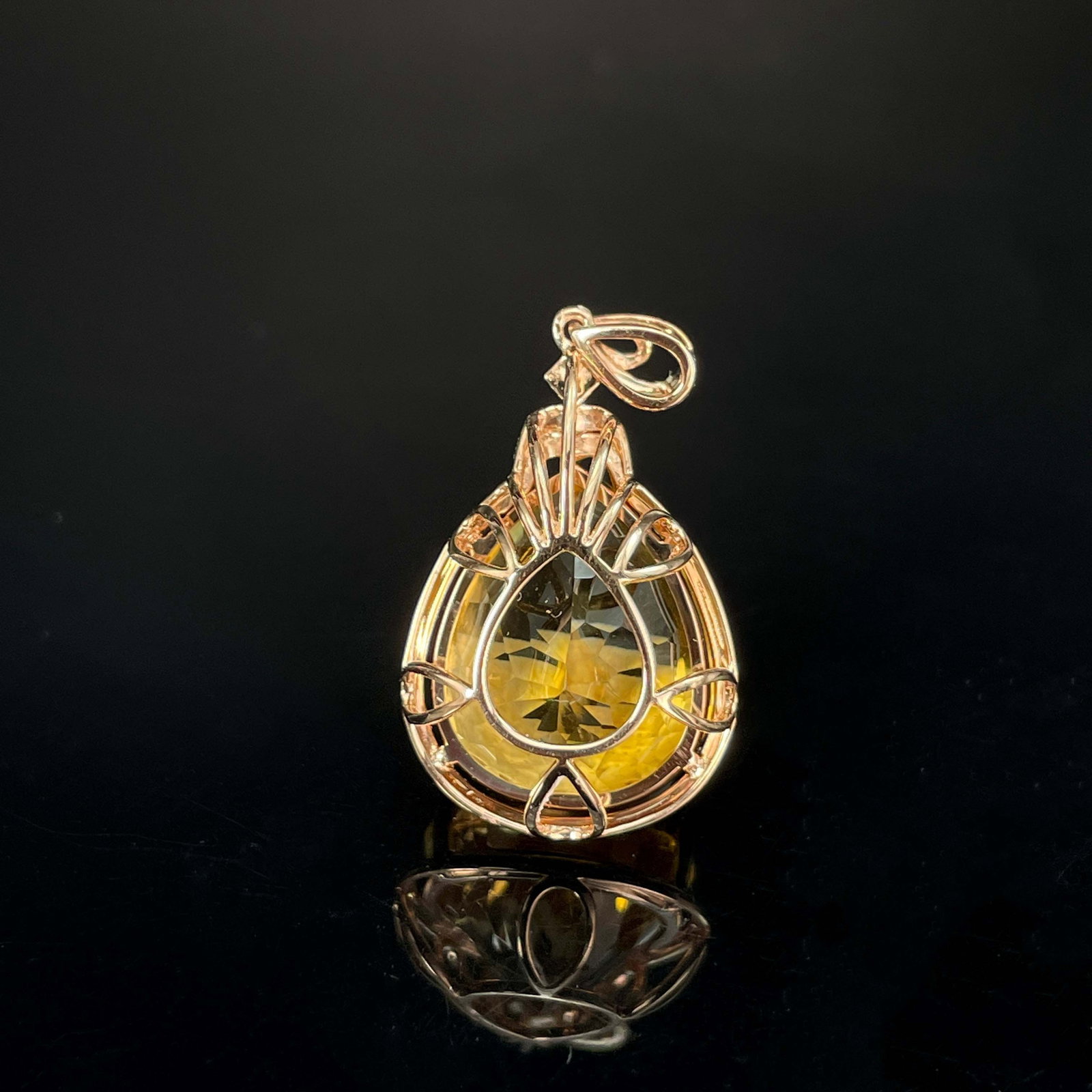 14k Gold 11.362 Ctw Natural Citrine & Diamond Pendant( Without Chain ) - 3