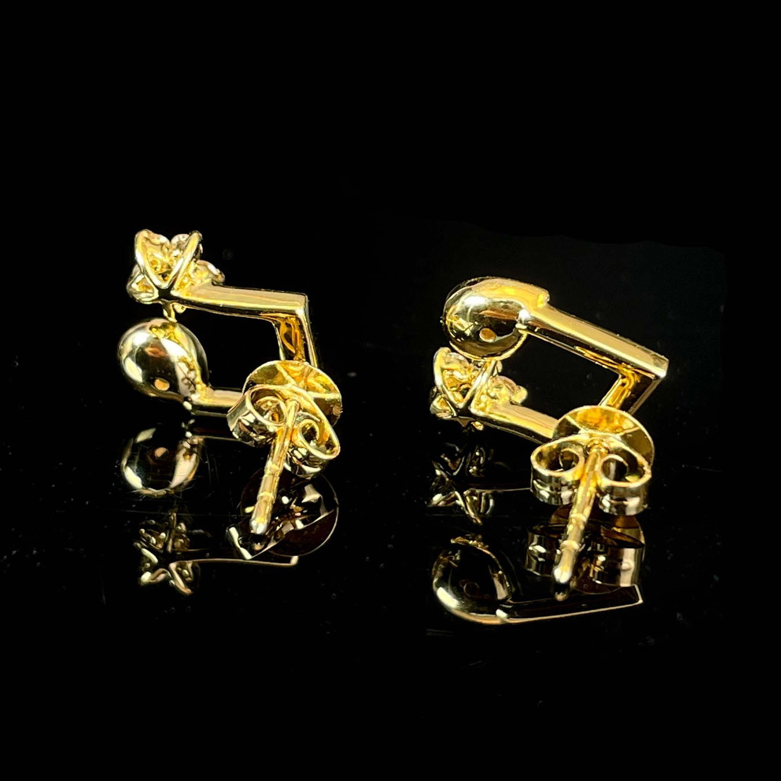 14k Gold 0.52 Ctw Natural Yellow Diamond & Diamond Earrings - 5