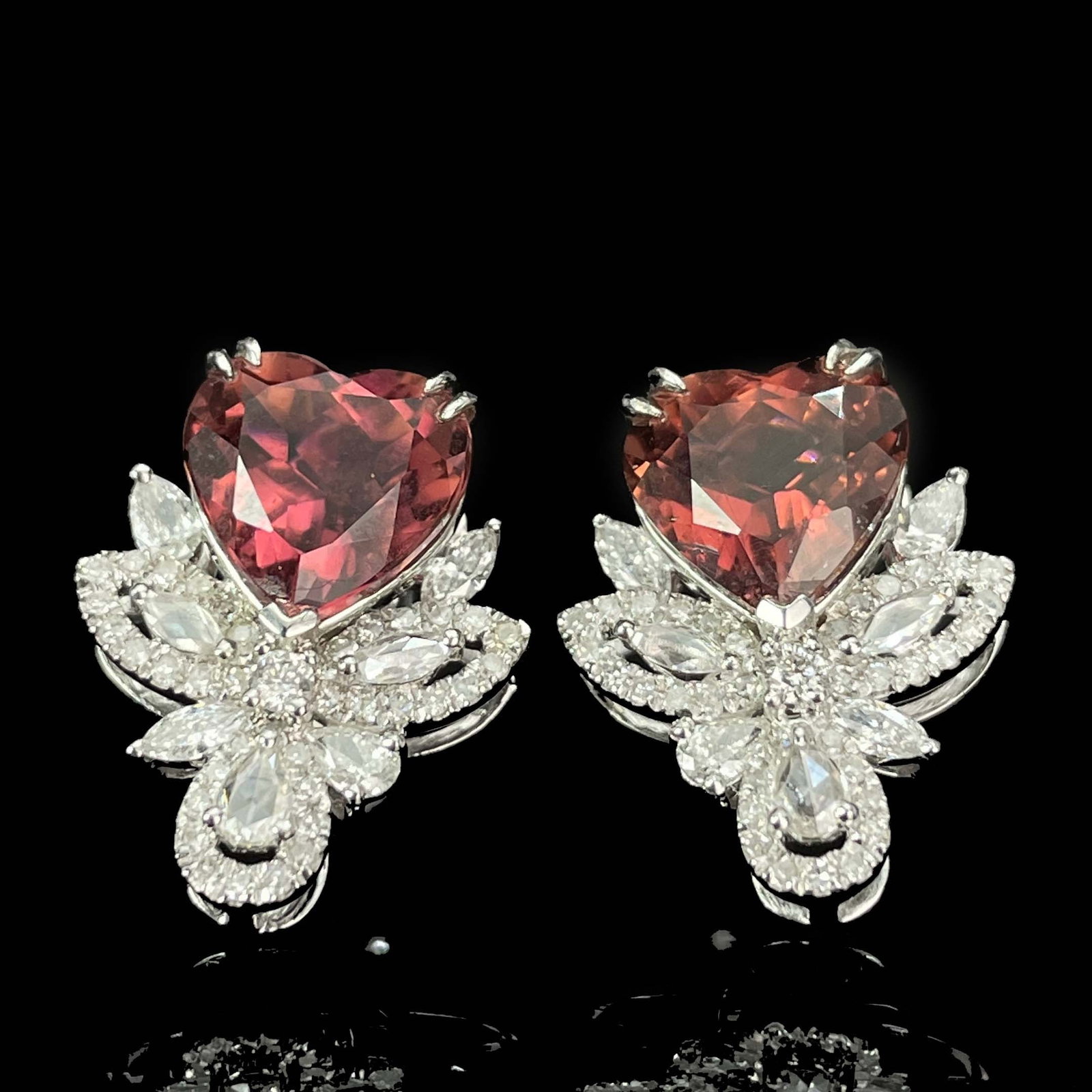 14k Gold 4.9 Ctw Natural Tourmaline & Diamond Earrings - 2