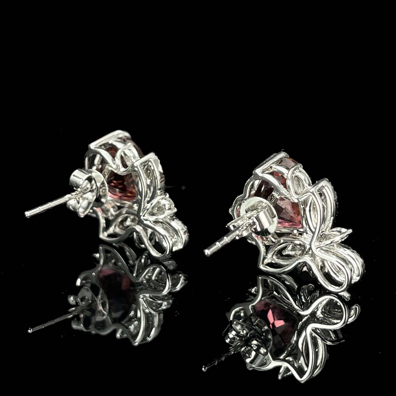 14k Gold 4.9 Ctw Natural Tourmaline & Diamond Earrings - 5