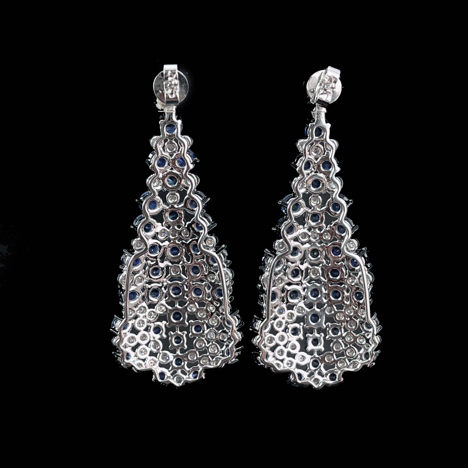 14k Gold 7.6 Ctw Natural Sapphire & Diamond Earrings - 2
