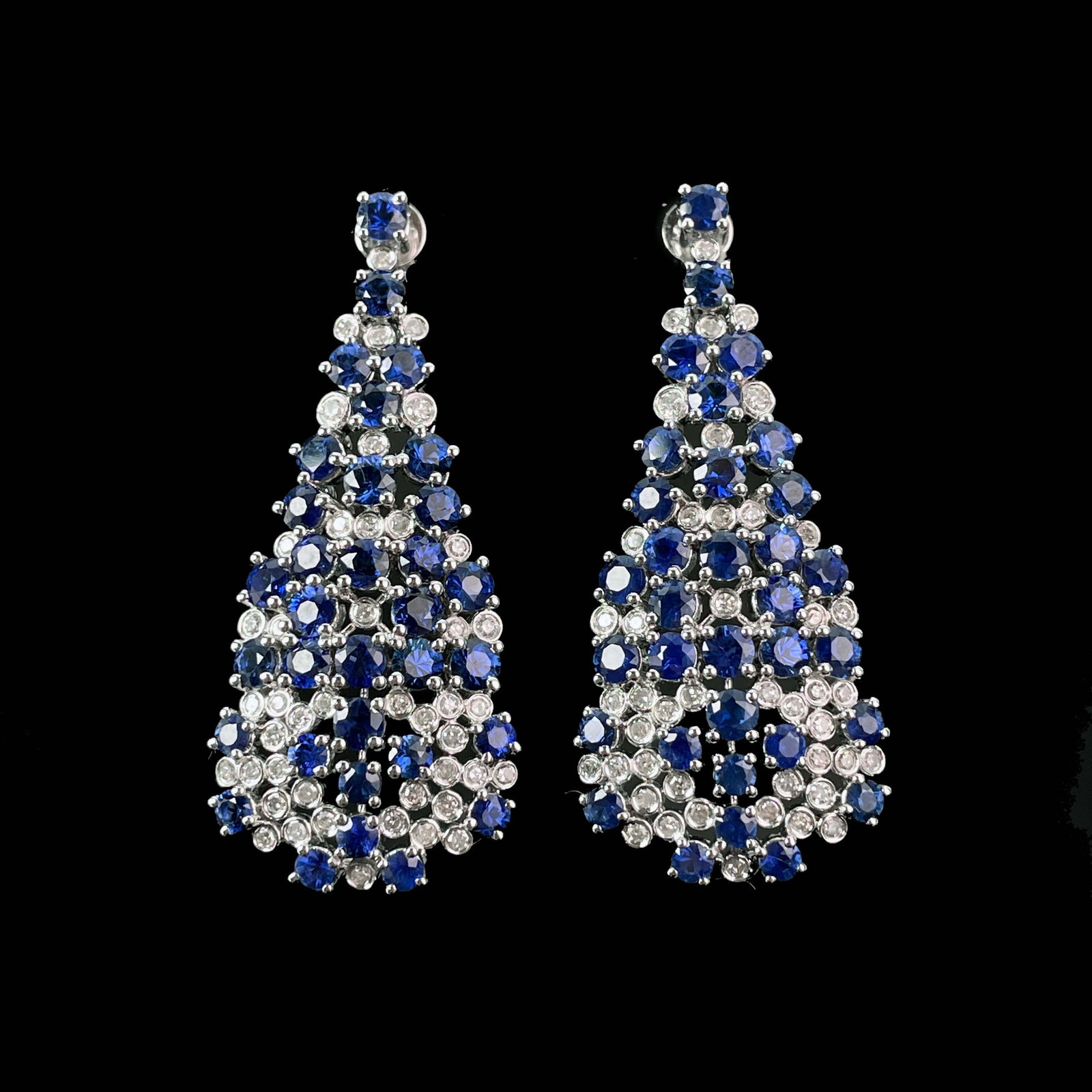 14k Gold 7.6 Ctw Natural Sapphire & Diamond Earrings - 3