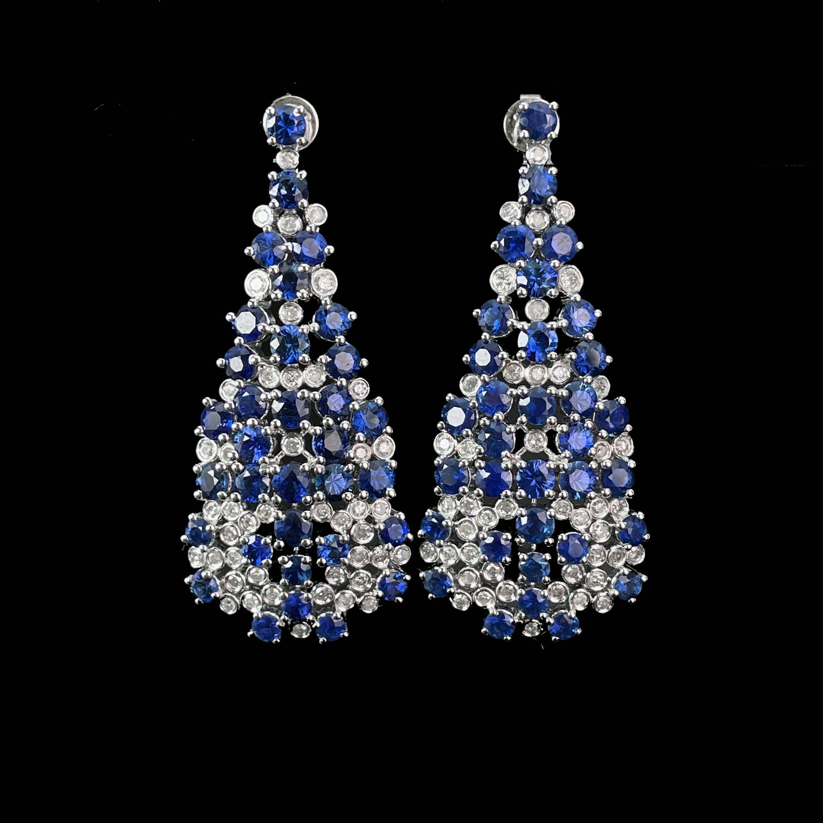 14k Gold 7.6 Ctw Natural Sapphire & Diamond Earrings - 4