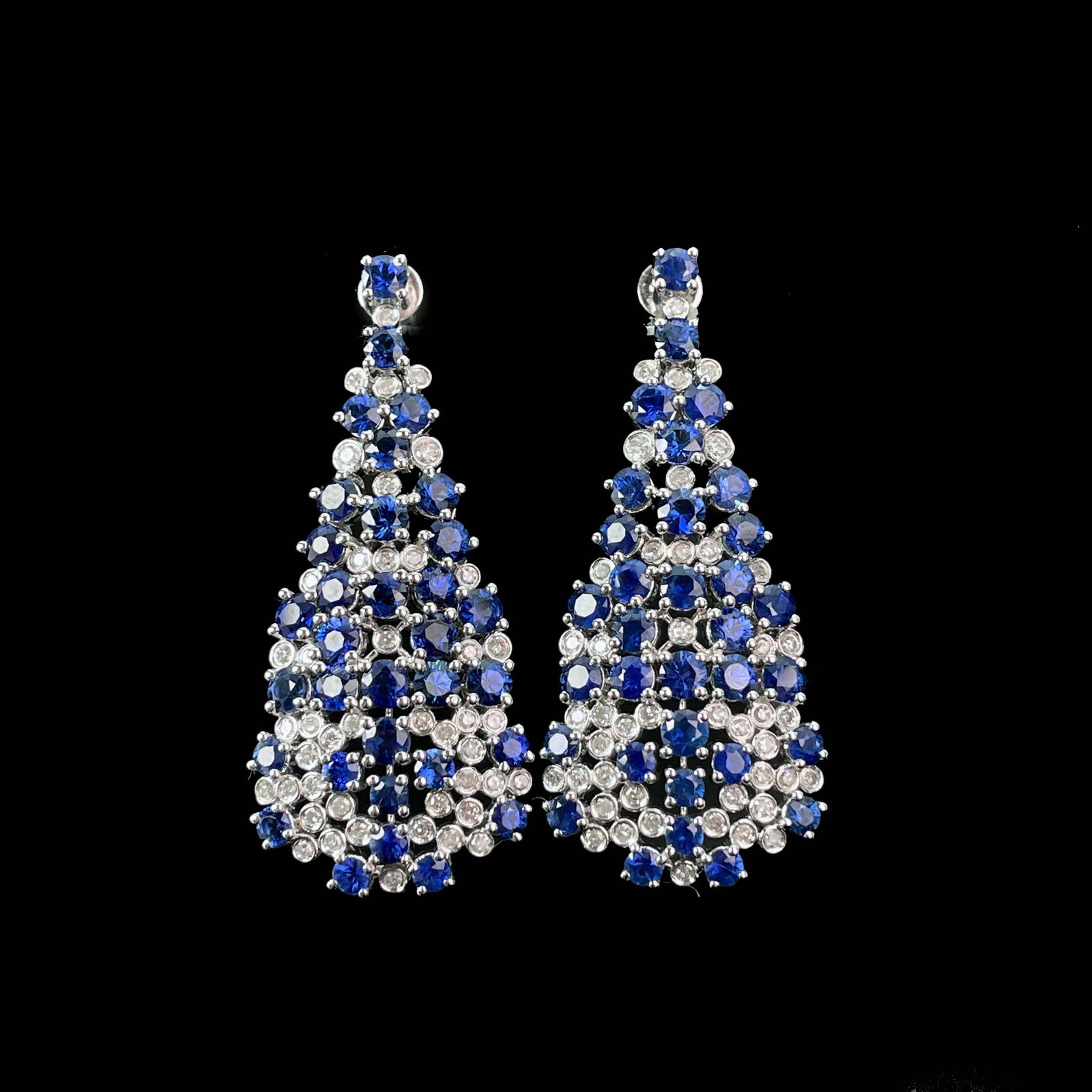 14k Gold 7.6 Ctw Natural Sapphire & Diamond Earrings - 5