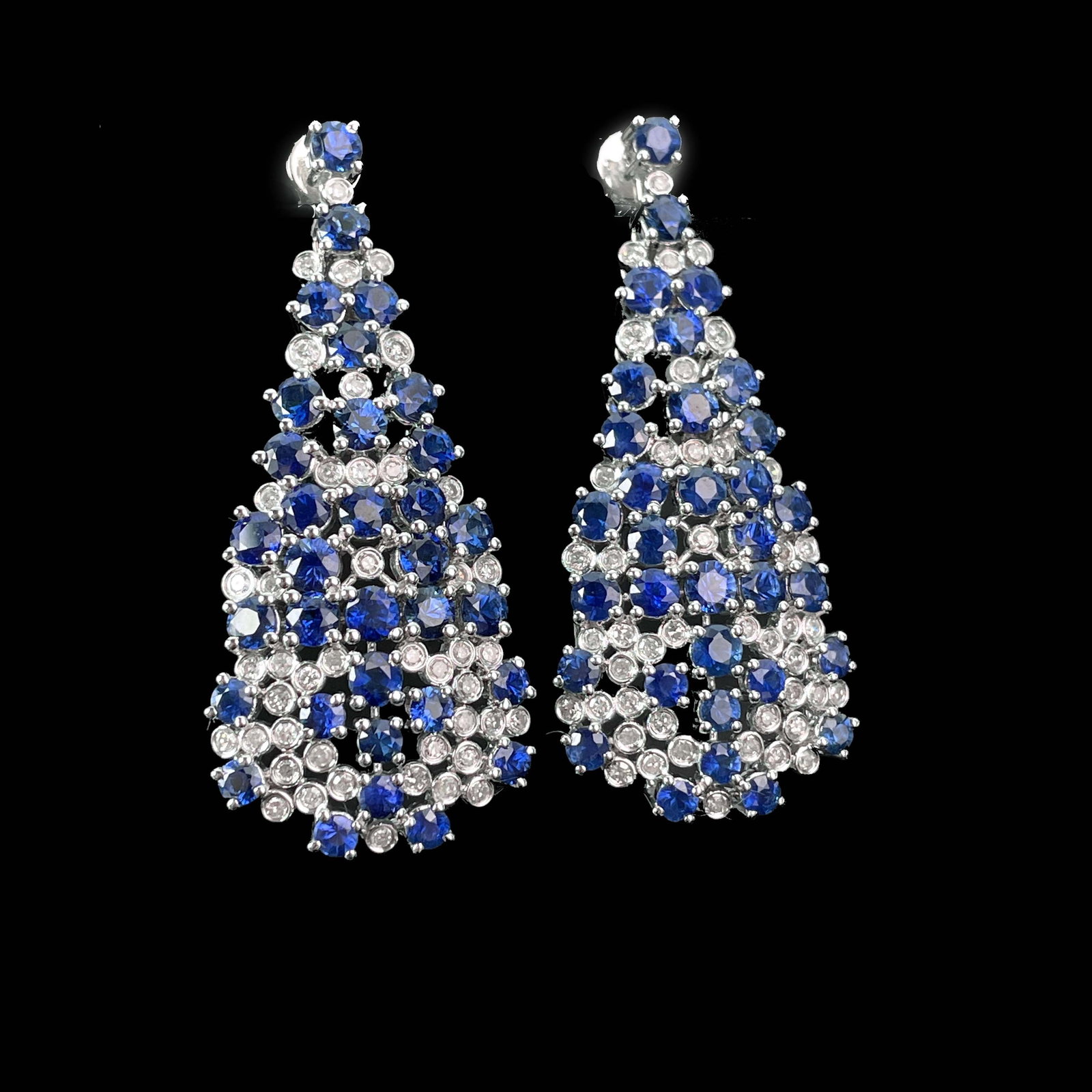 14k Gold 7.6 Ctw Natural Sapphire & Diamond Earrings - 6