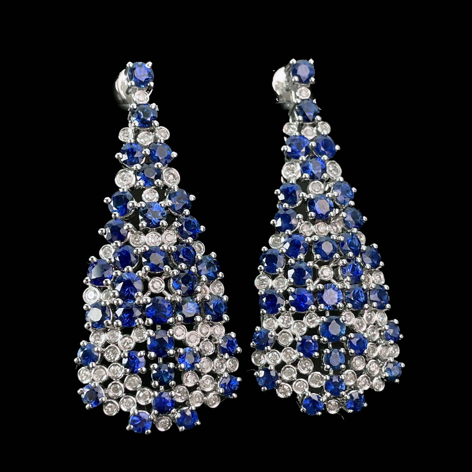 14k Gold 7.6 Ctw Natural Sapphire & Diamond Earrings - 7