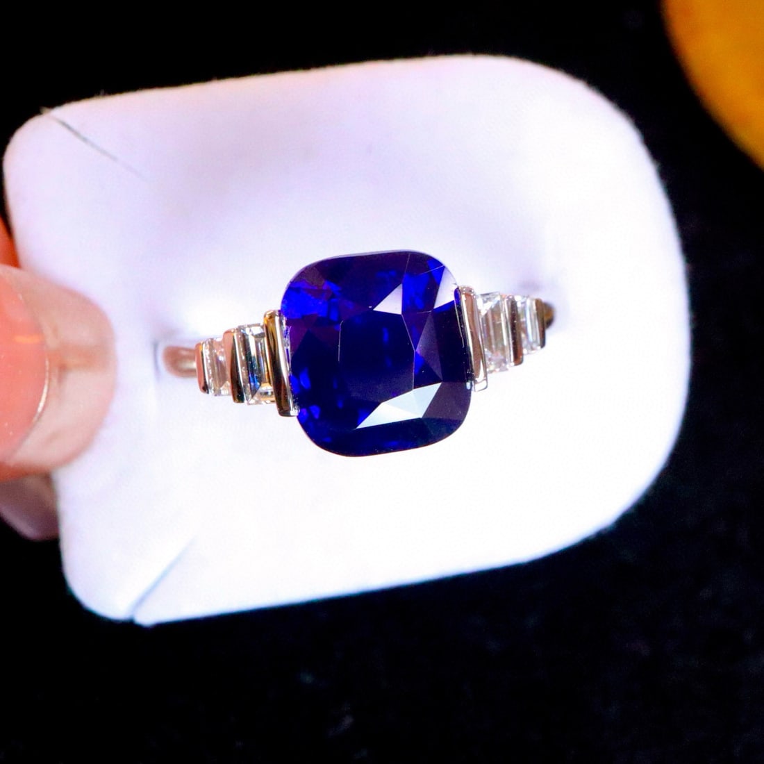 14k Gold 3.72 Ctw Natural Sapphire & Diamond Ring - 4