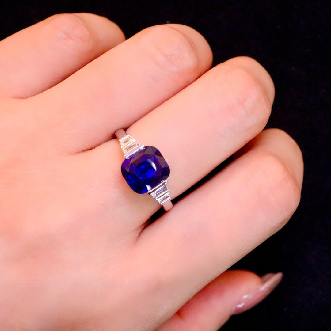 14k Gold 3.72 Ctw Natural Sapphire & Diamond Ring - 5
